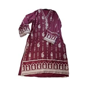 Chikankari Bonanza Satrangi Embroidered Cotton Kurta Dress Size 14 Pink